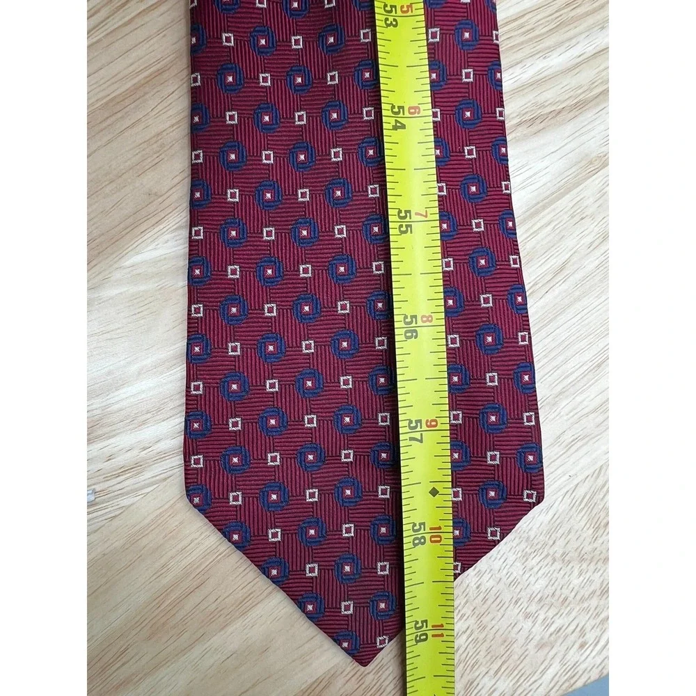Lauren Ralph Lauren Silk Tie Red Blue Geometric Pattern‎ L:59.5